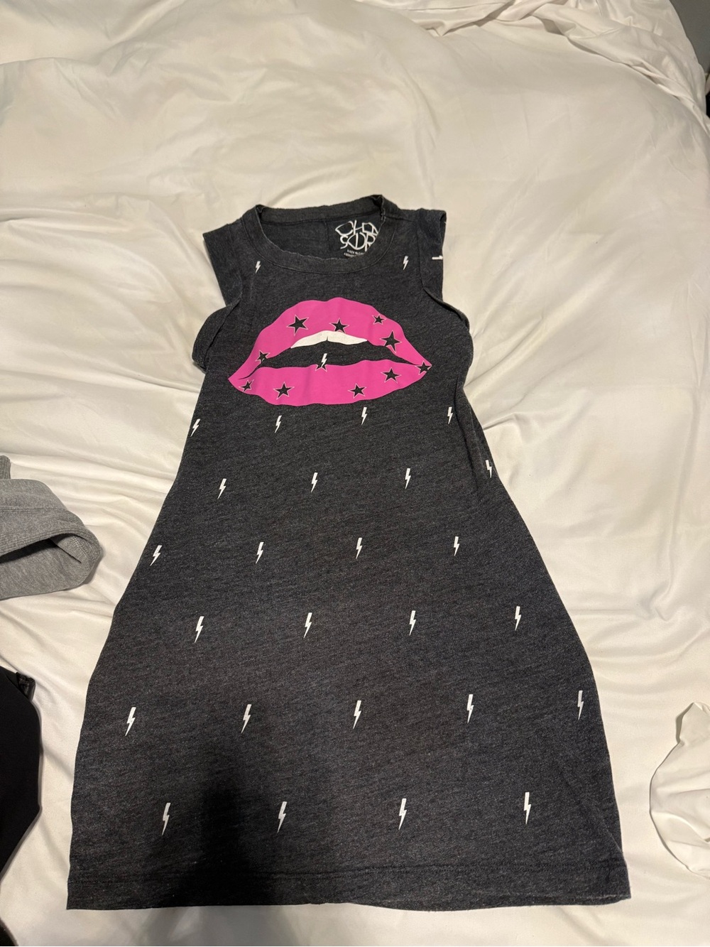 Chaser Black Tank Dress with Hot Pink Lip Graphic